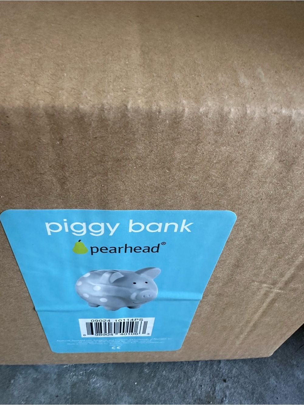 Pearhead Gray and White Polka Dot Piggy Bank